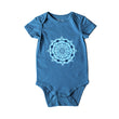 Load image into Gallery viewer, Blue short sleeve baby onesie with mandala print