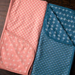 Load image into Gallery viewer, Baby blankets in pink and blue with heart and leaf print